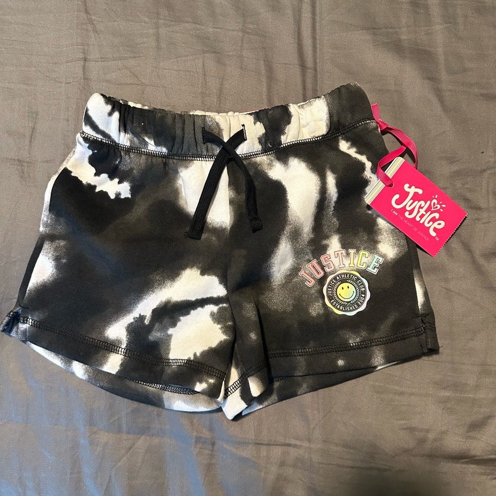 Justice Black and White Tie-Dye Girls Shorts